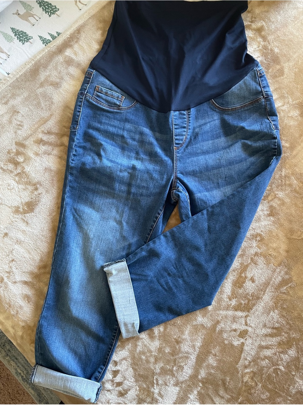 Maternity Indigo Blue Jeans - Comfortable Stretch Fit